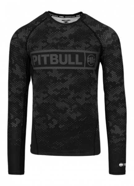 PitBull Rashguard Langarmshirt Hex Camo Hilltop schwarz